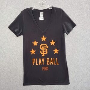 San Francisco Giants Women Top Large Black Play Ball Victoria Secret PINK Shirt
